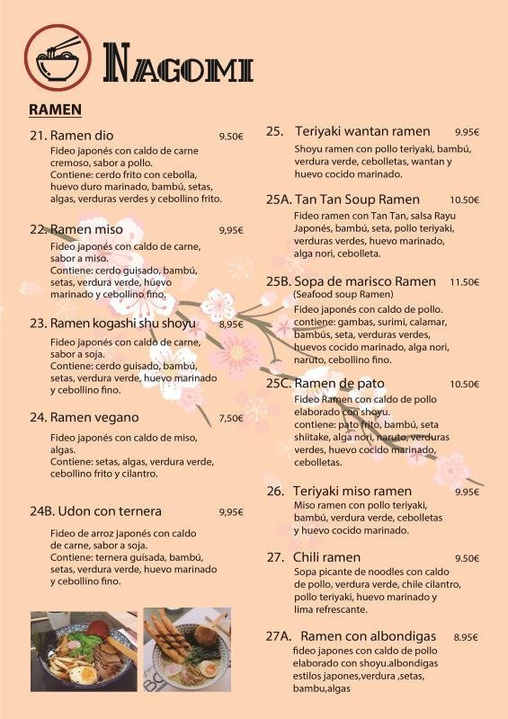 Carta de ramen de Nagomi